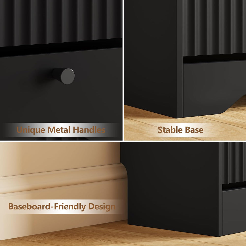 BORNOON Large Shoe Storage Cabinet with 6 Flip Drawers and Modern Wave-Edge F...
