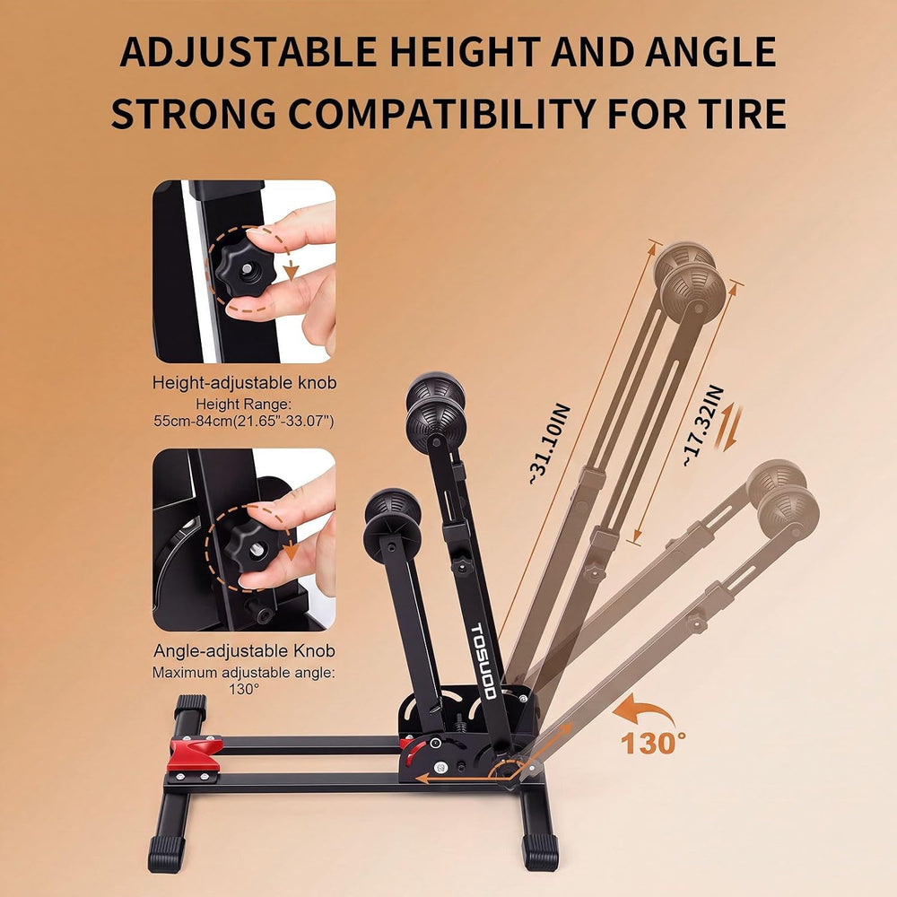 Bike Stand 2-in-1 Vertical Horiz Floor Adjustable for 24-27.5"