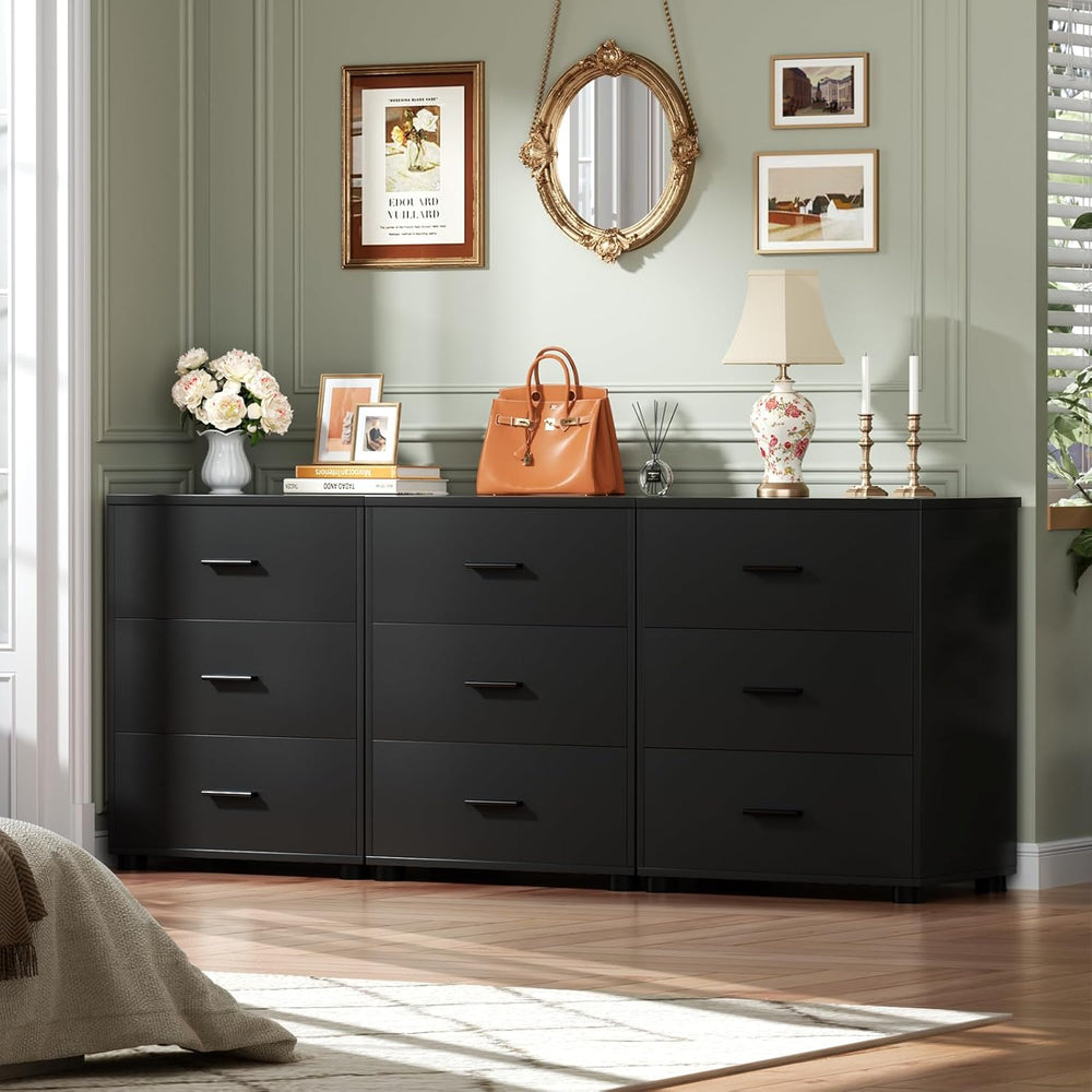 Aheaplus Closet Drawers Set of 2, Wood Closet Organizers and Storage, Balck