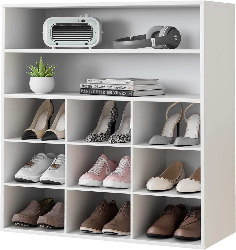 Garden 4 you Shoe Rack Organizer, 5-Tier Wood Cubby Shoe Rack with 2 Storage ...
