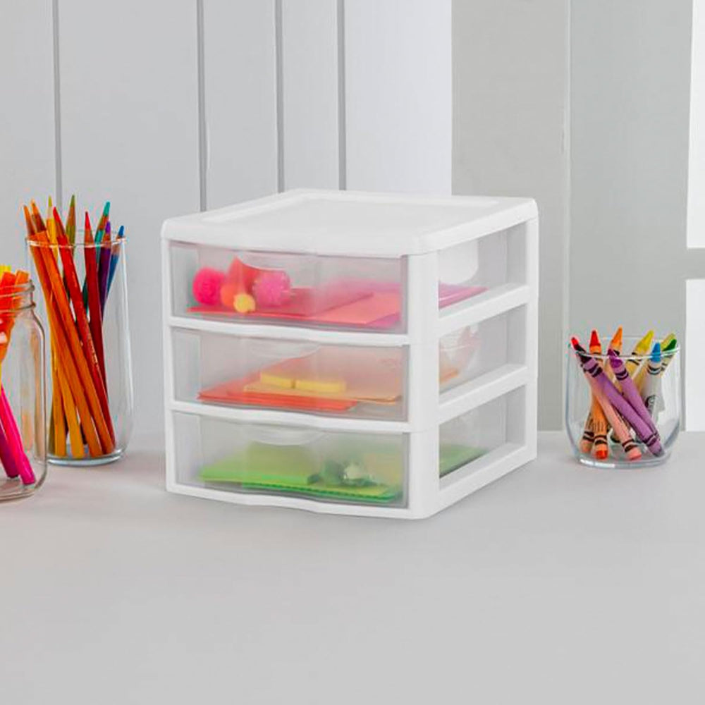 Sterilite Clearview Plastic Multipurpose Small 3 Drawer Desktop Storage Organ...