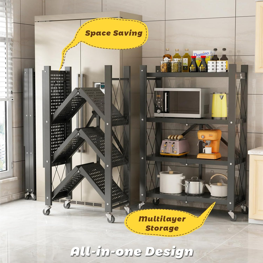 All-in-one Heavy Duty Storage Shelving Unit, Foldable Storage Shelves with Wh...
