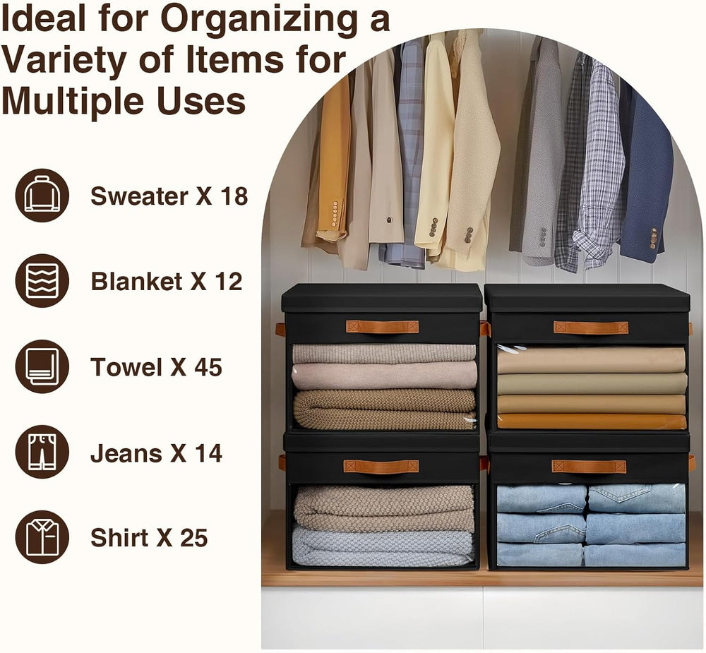 Homsorout Large Storage Bins with Lids - 6 Pack Foldable Decorative Organizer...