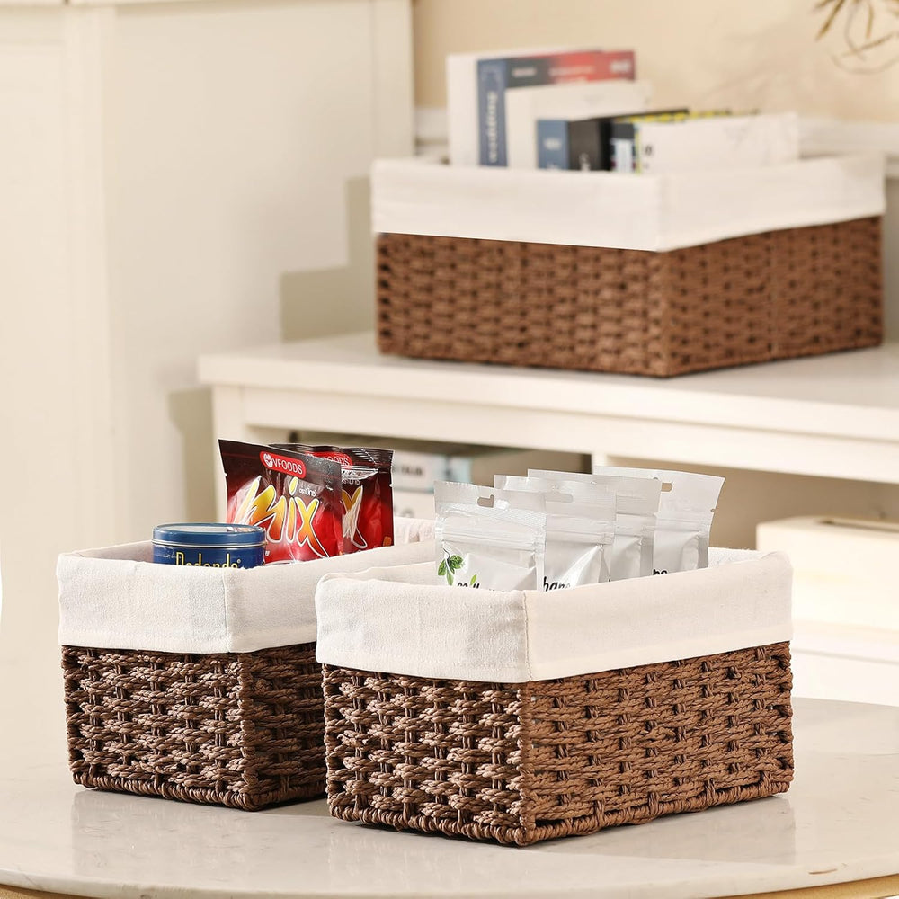Vagusicc Wicker Basket, Set of 3 Hand-woven Storage Baskets for Organizing, D...
