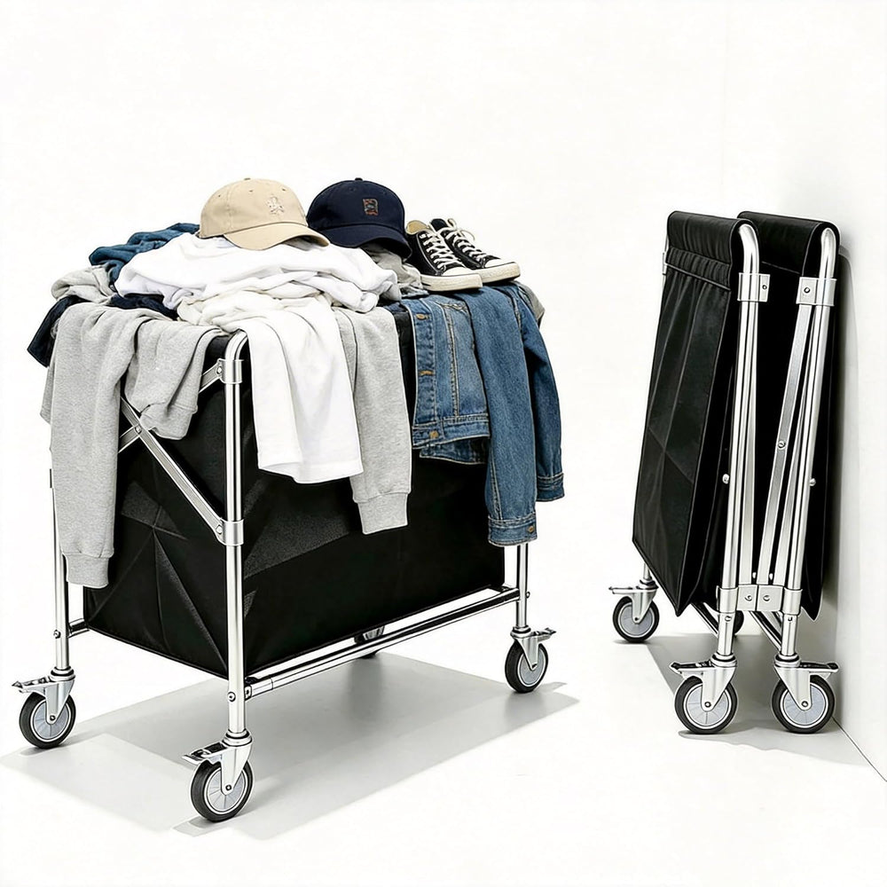 Collapsible Commercial Laundry cart with Wheel, 12 Bushel Laundry Cart