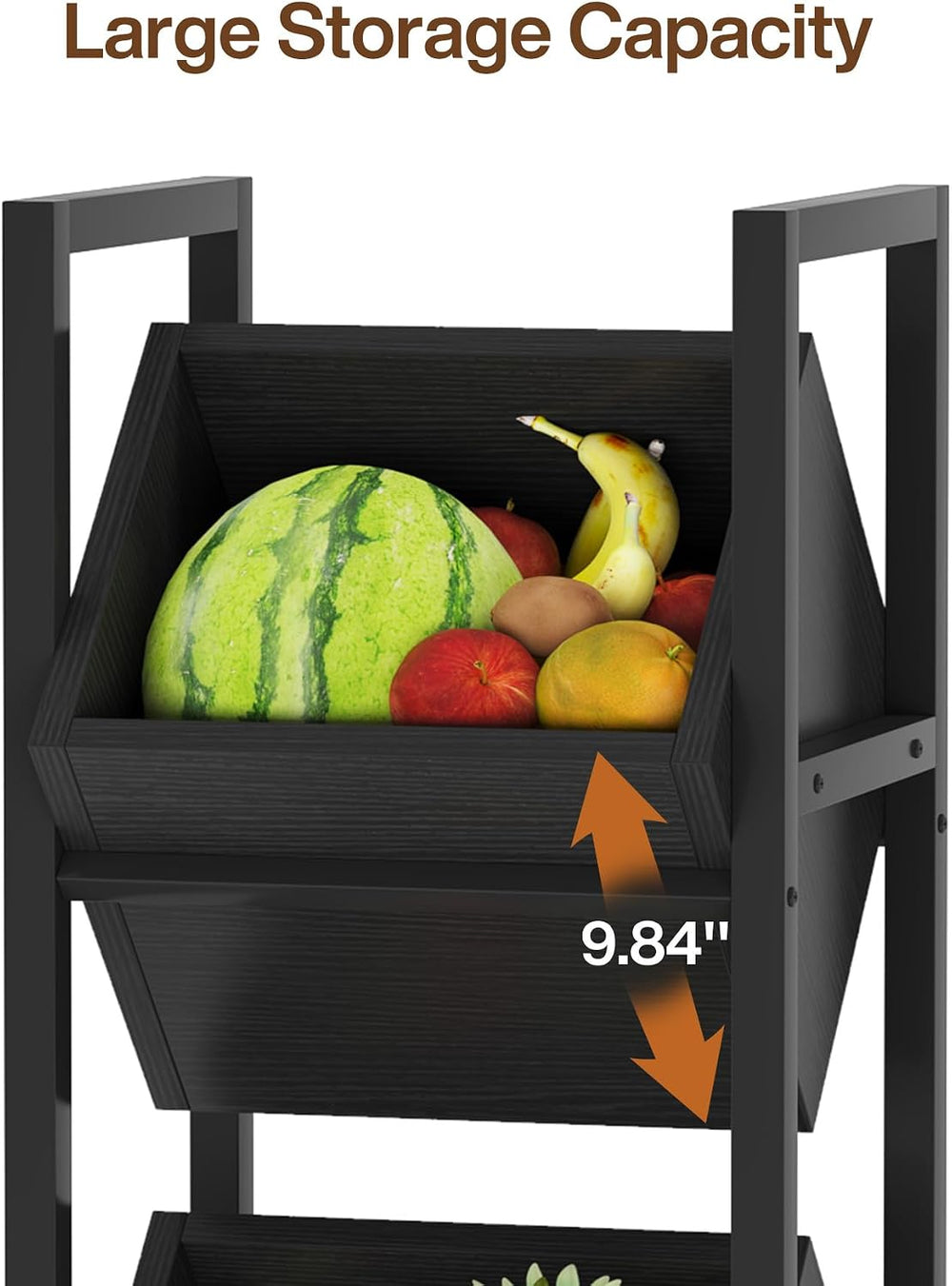Tribesigns 3-Tier Basket Stand, Wood Snack Rack with Baskets, Rustic Vertical...