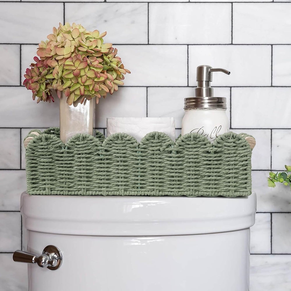 CubesLand Bathroom Basket Organizer, Toilet Tank Paper Storage Baskets 2PK
