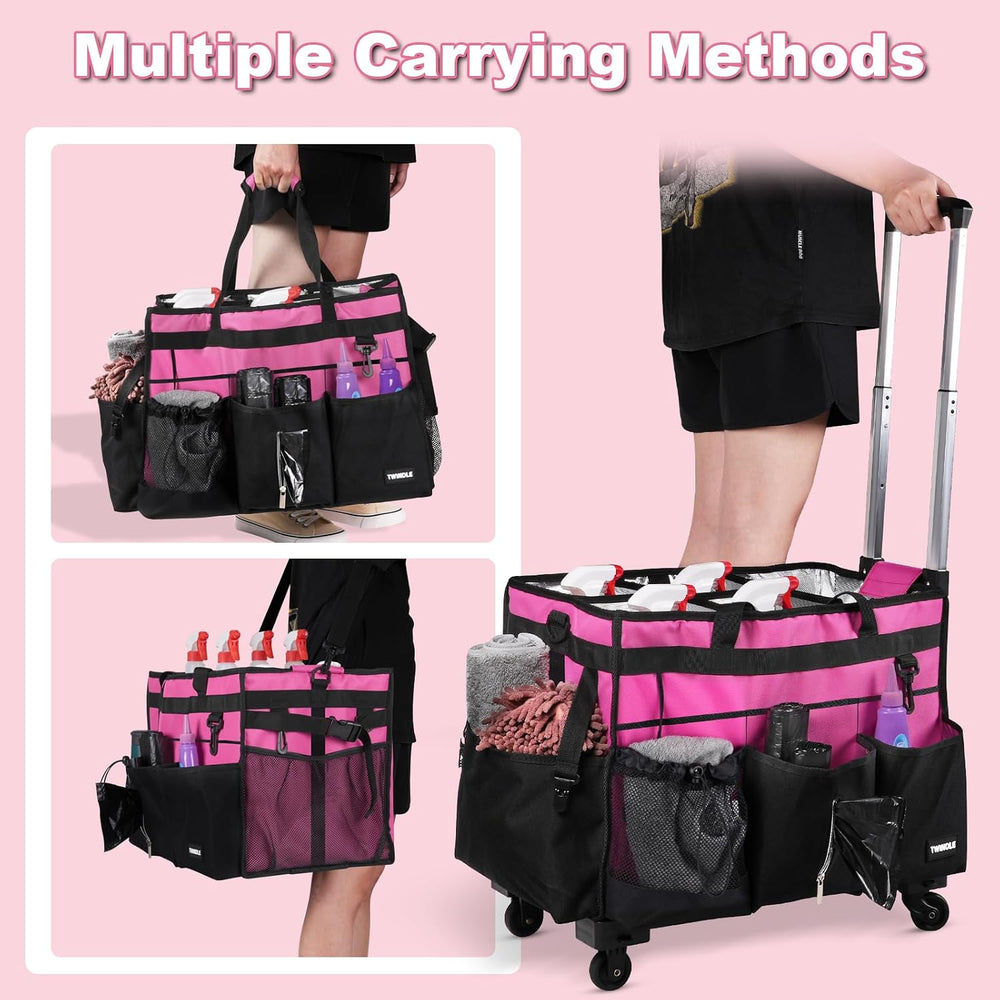 Extra-Large Rolling Cleaning Caddy with Wheels,Cleaning Caddy Bag with Detach...