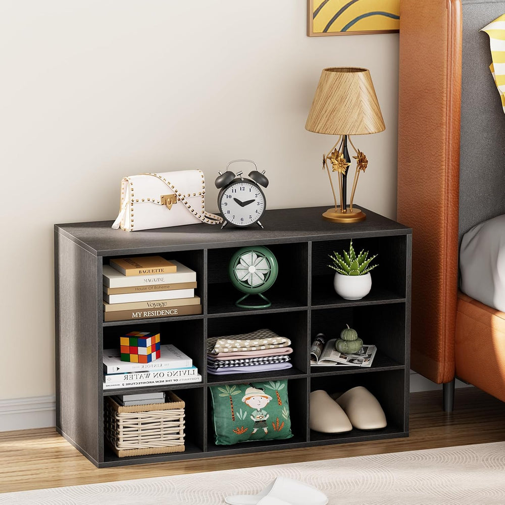 Garden 4 you Shoe Storage Bench, Cubby Shoe Rack with 9 Cubbies, 3-Tier Wood ...