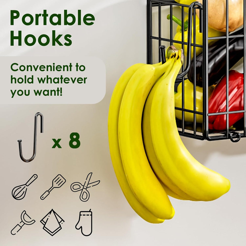 4-Pack Magnetic Fridge Shelf, Black Fruit Basket Potato Storage