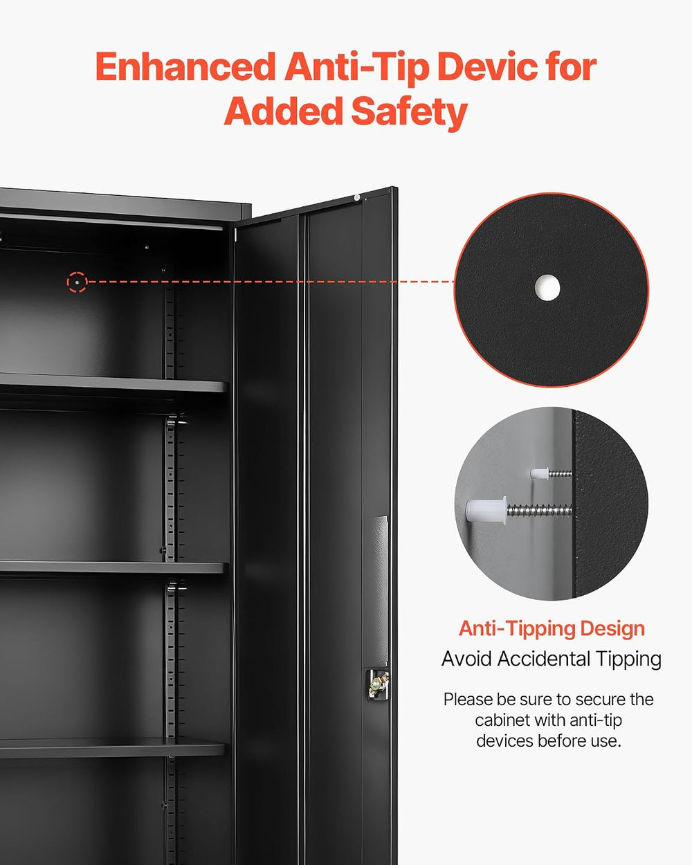 VEVOR Metal Storage Cabinet, 68.9 in Lockable Steel Garage Cabinet with 4 Adj...
