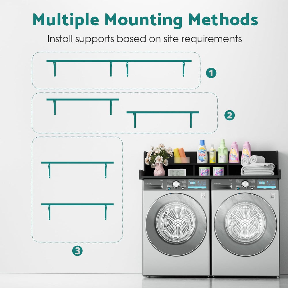 Kikihouse Washer Dryer Countertop with Floating Shelf, Wooden Laundry Counter...