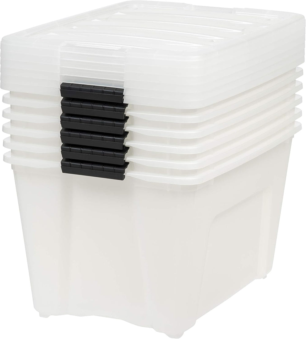 IRIS USA 6-Pack 54 Quart Storage Bins with Lids, Pearl