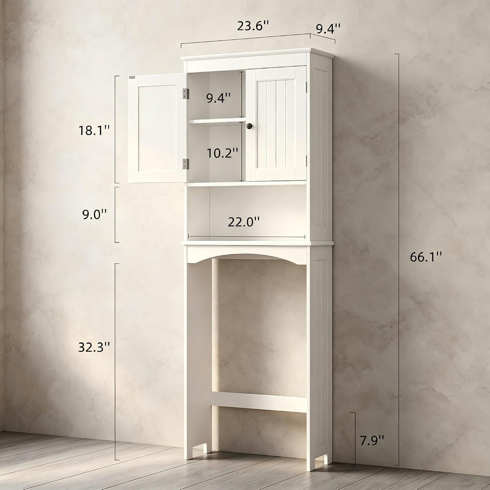 Bealife Over The Toilet Storage Cabinet with Open Shelf - White