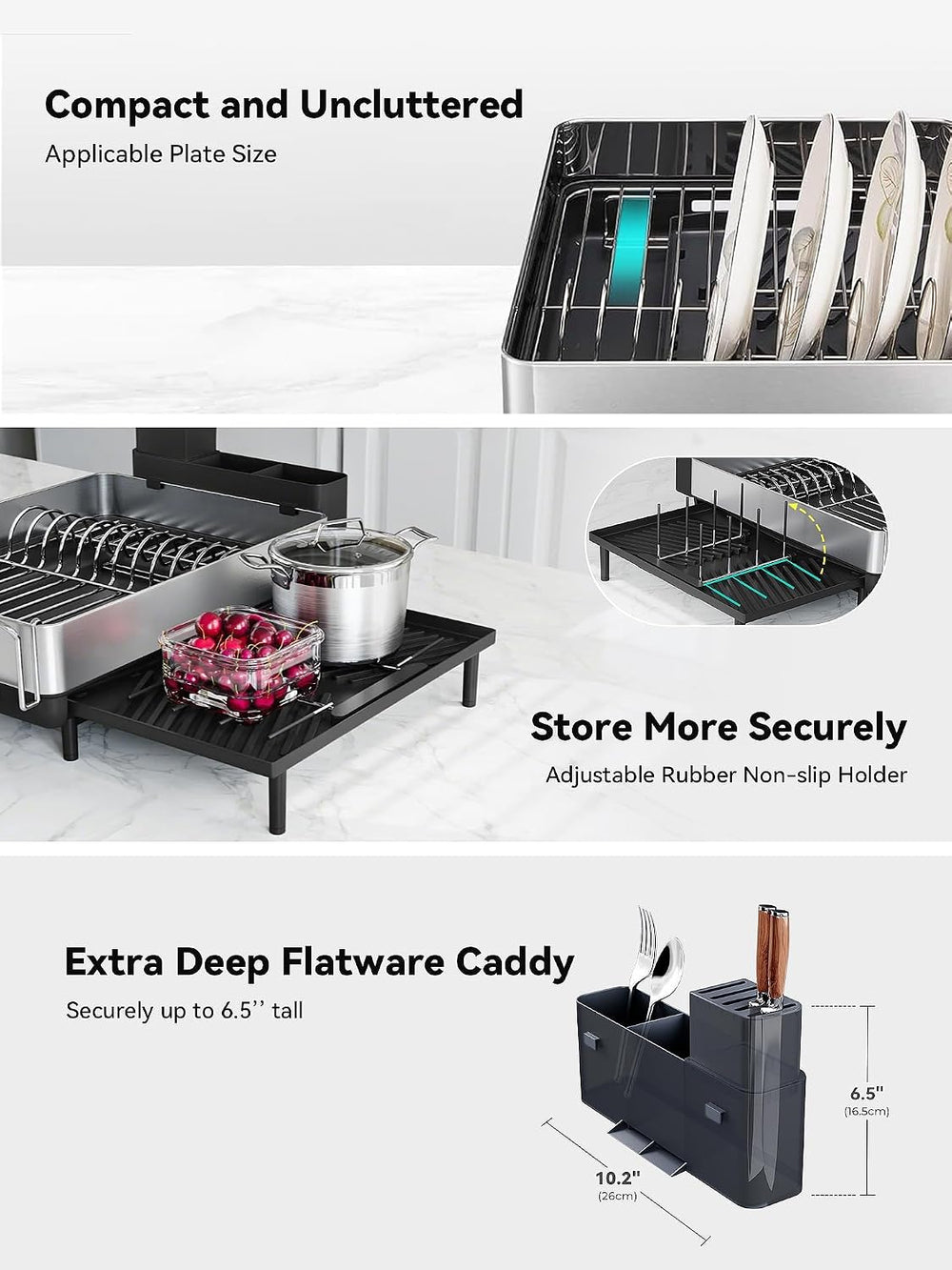 Large Dish Drying Rack, Expandable Dish Racks for Kitchen Counter, Space Savi...