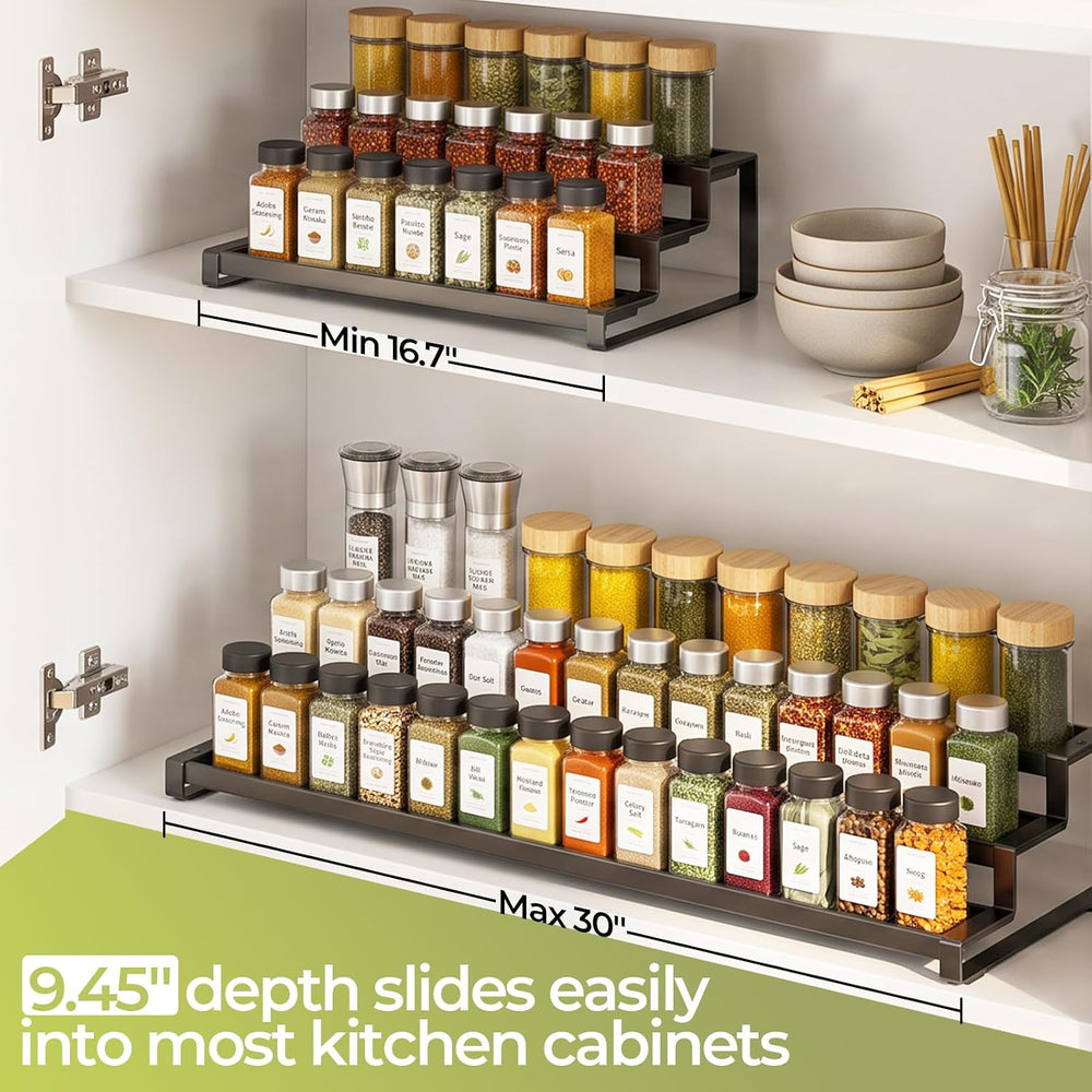 Delamu 3 Tier Expandable Spice Rack Organizer for Cabinet Countertop, Black