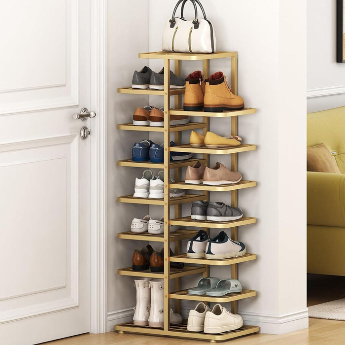 8-Tier Shoe Rack for Entryway,Metal Shoe Organizer, Large Capacity Shoe Storage Shelf,Vertical Shoe Rack Organizer for Hallway, Bedroom, Living Room, Garage