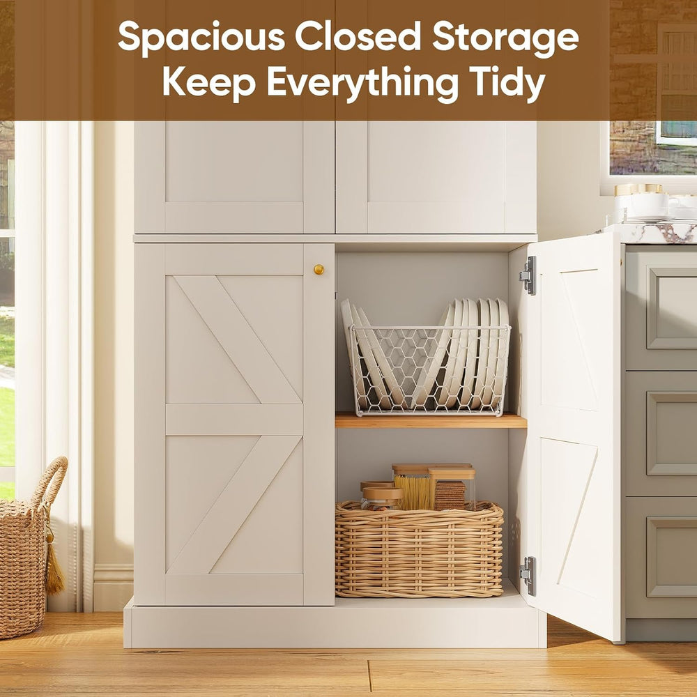 ivaniti 70.8" Tall Farmhouse Bookshelf with Doors, Modular Storage Cabin...