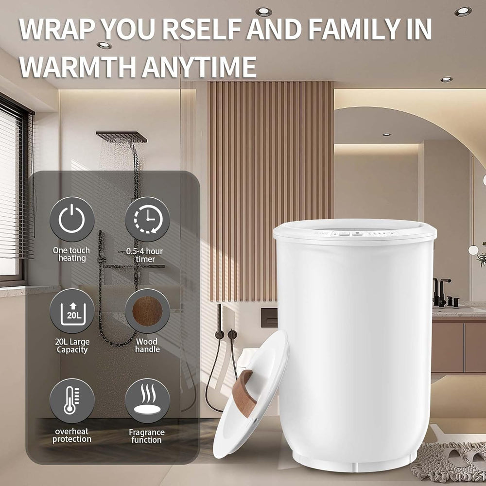 FLYHIT Large Towel Warmer for Bathroom - Heated Towel Warmers Bucket, Wood Ha...