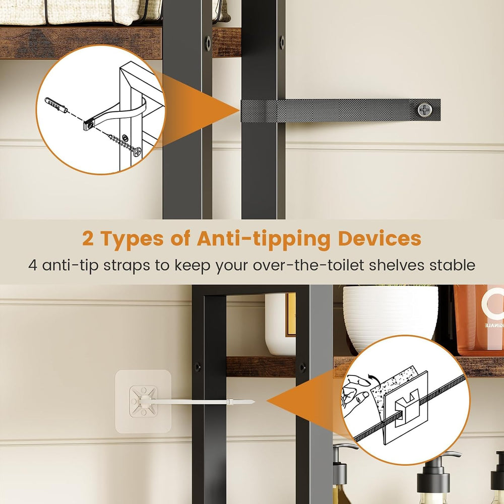 Over-The-Toilet Storage Rack, 3-Tier Bathroom Shelves Over Toilet