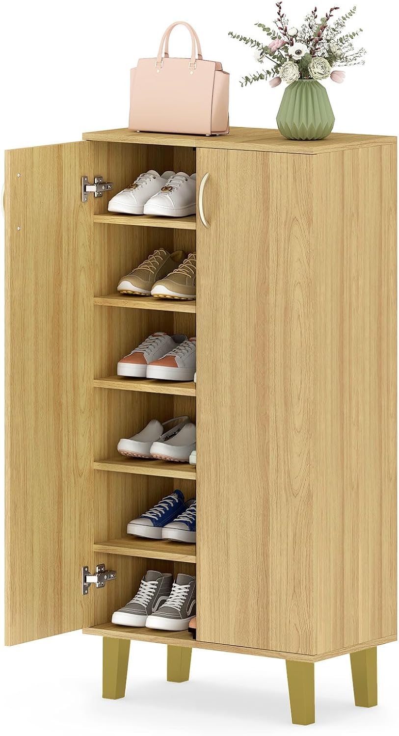GIANTEX Shoe Cabinet with Doors, 48" Tall Shoe Rack Organizer Cabinet