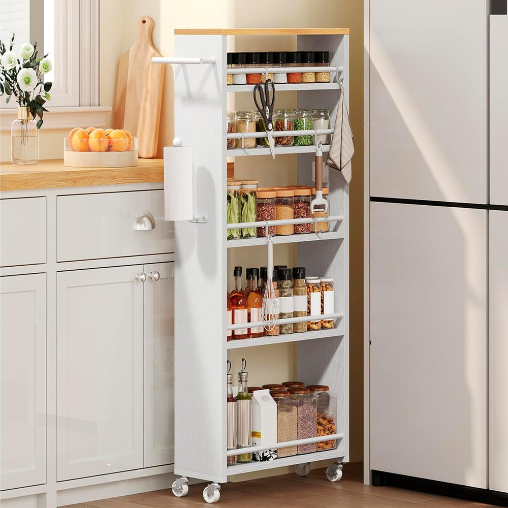 YATINEY 6 Tier Slim Storage Cart, Narrow Kitchen Cart with Wheels, Rolling Ut...