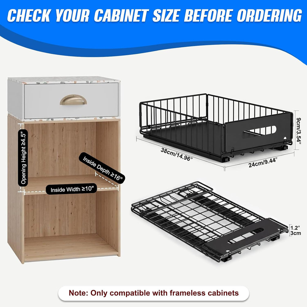 Pull Out Cabinet Organizer, No Drill Slide Out Pantry Drawer 2 Pack