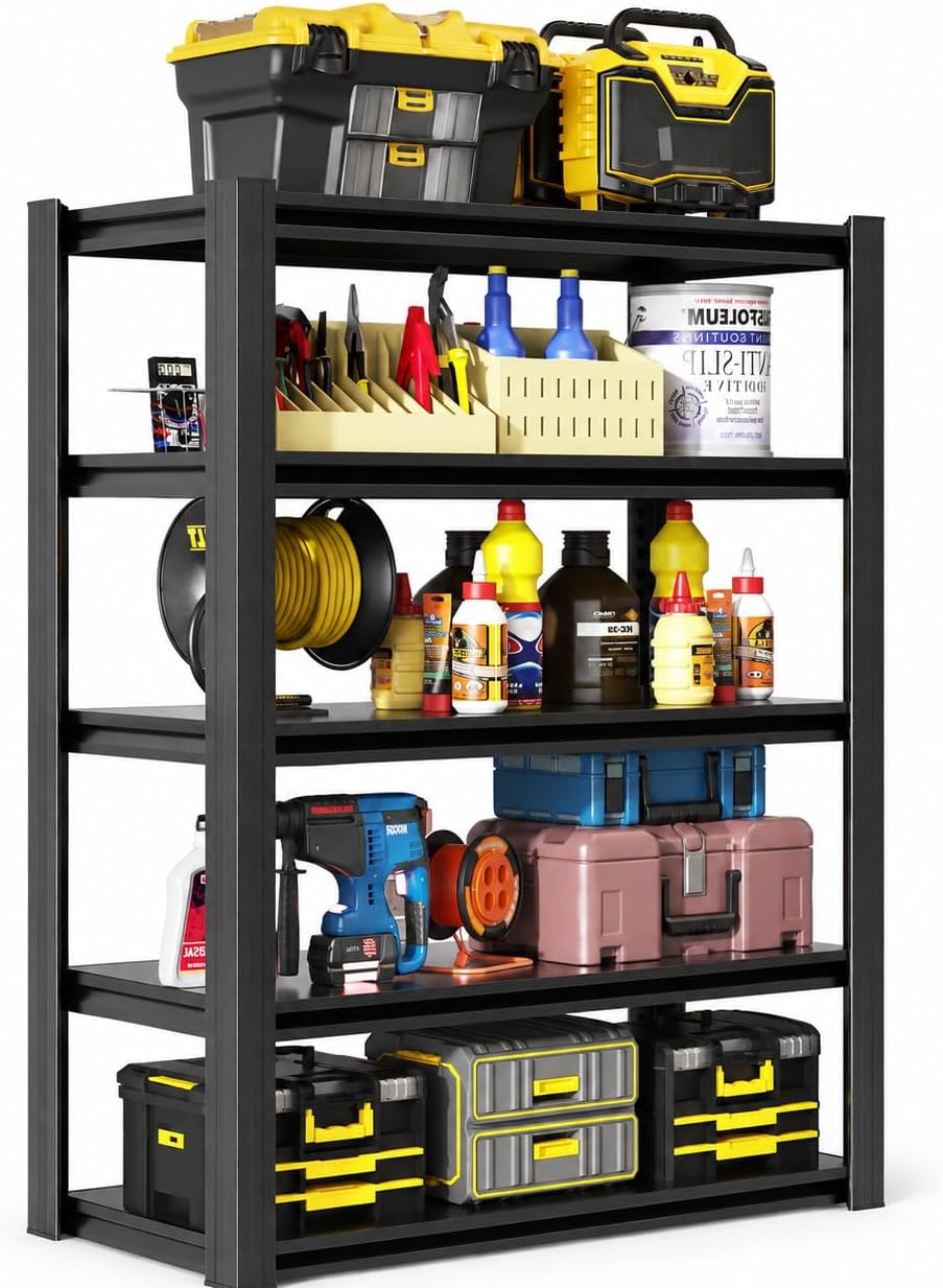 63" H Garage Shelving, Heavy Duty Storage Shelves, Garage Storage Shelve...