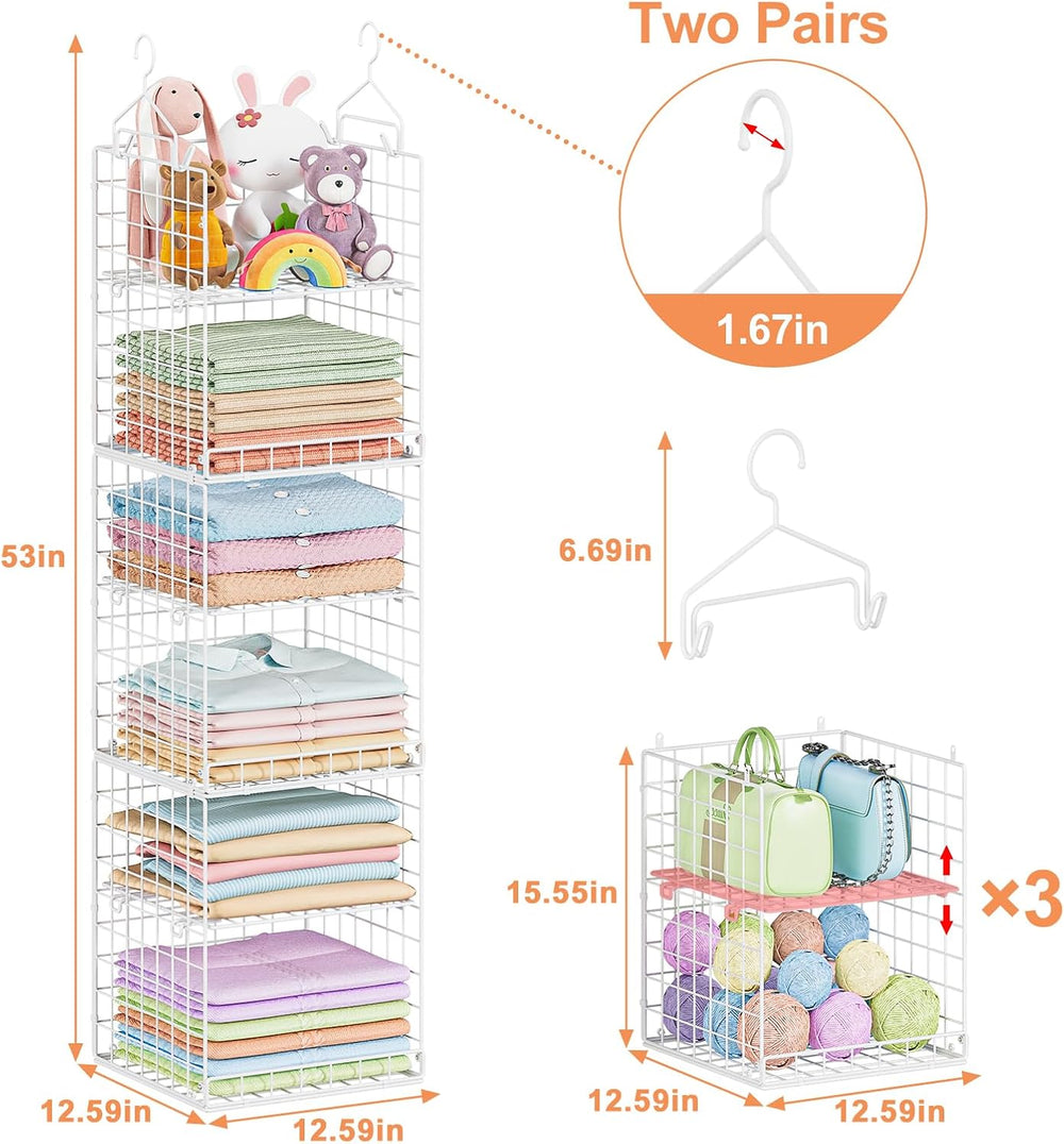 Yuyetuyo 6 Tier Raised-Height Hanging Closet Organizer, Stackable Sweater Org...