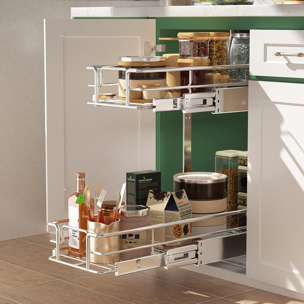 LOVMOR 2 Tier 5½" W x 21½" D, Individual Pull Organizer Kitchen Cab...
