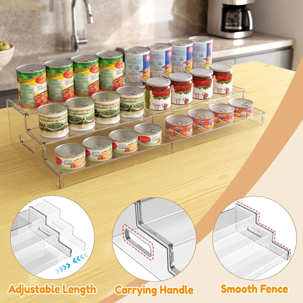 Expandable Can Organizer for Pantry, 3-Tier Adjustable Can Storage Holder