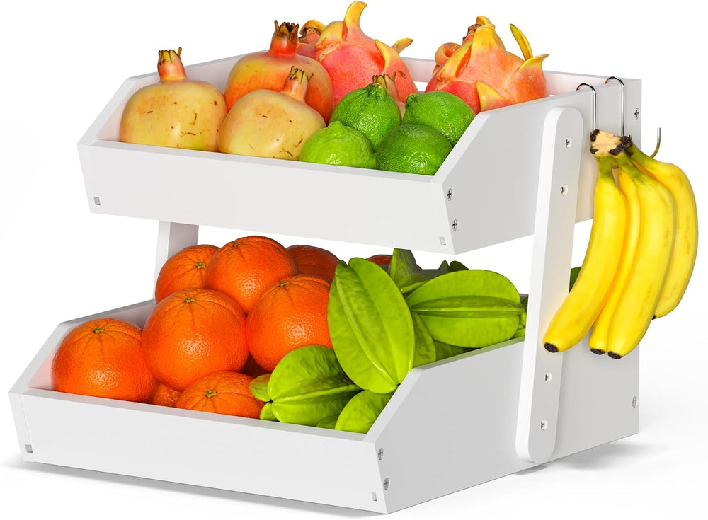 Gmtsl Bamboo Fruit Basket for Kitchen, Fruit Holder for Kitchen Countertop