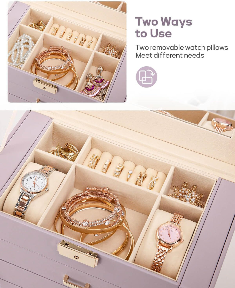 Homde Large Jewelry Box for Women: 5-Layer Organizer with Lock for Dresser