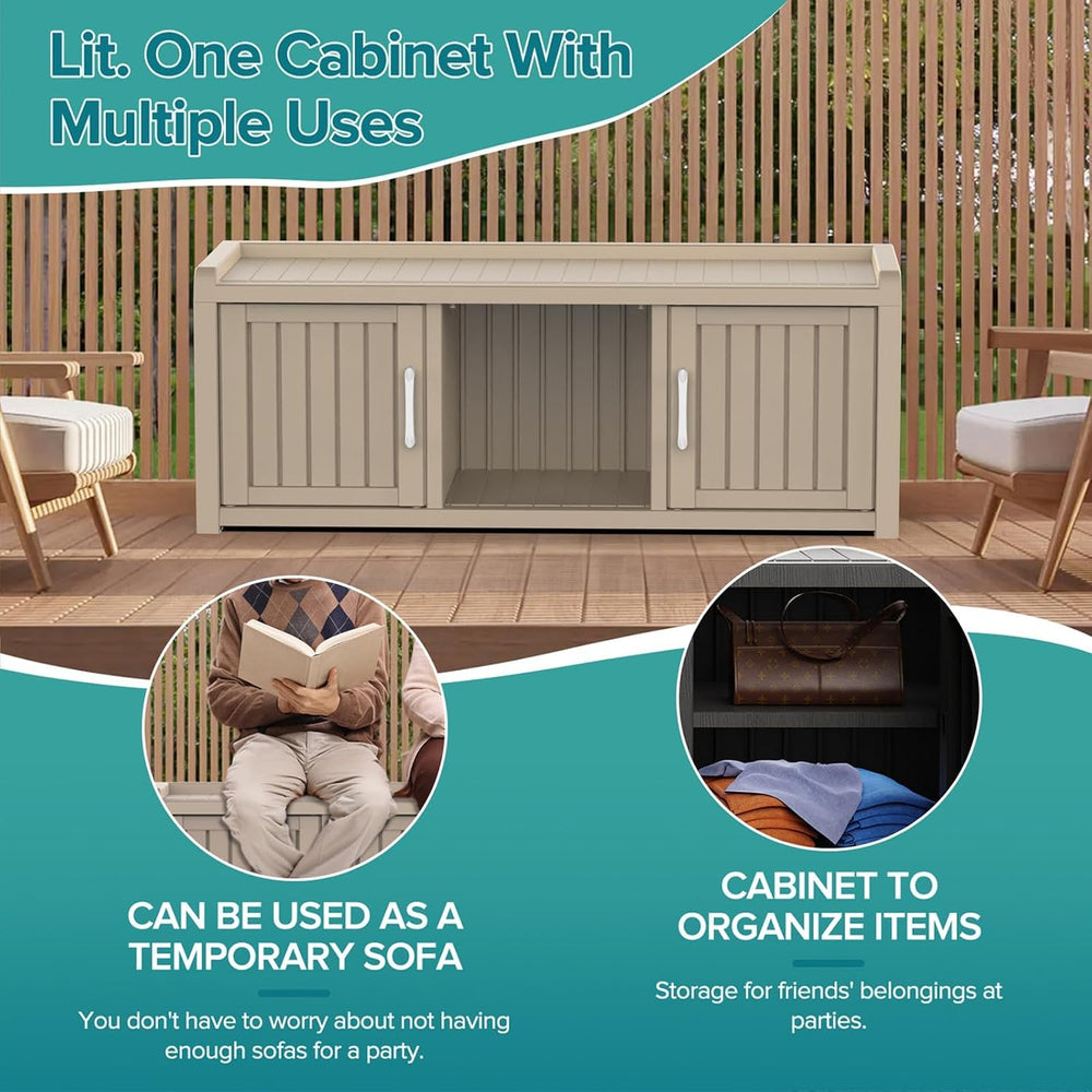 DRATO Outdoor Shoe Storage Cabinet, Waterproof Resin Shoe Storage Bench, Larg...