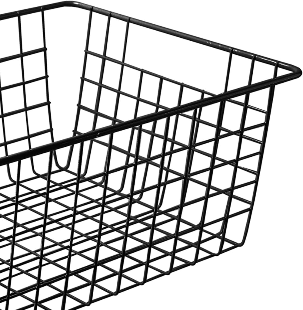 Brightalk 14" Upright Freezer Storage Baskets, Black Wire Storage Bins L...