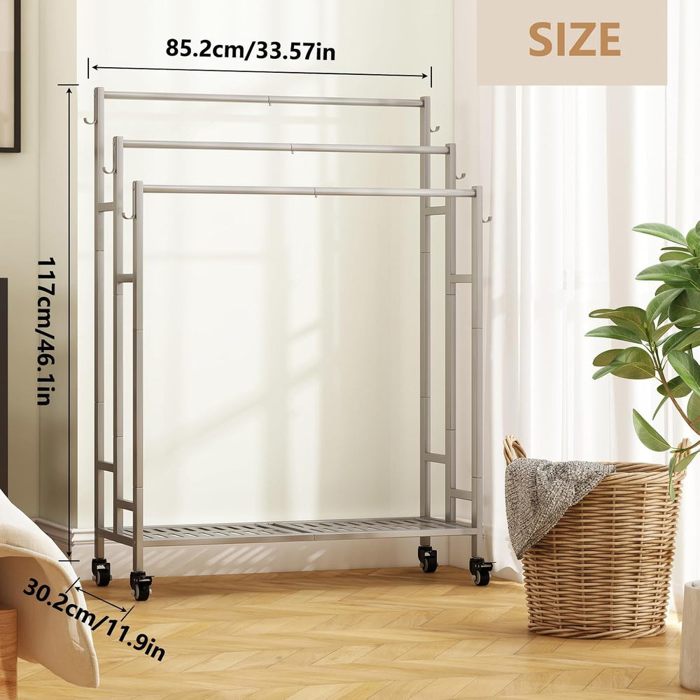 SORCEDAS Towel Rack Outdoor 3 Tier Standing Blanket Drying Rack Grey