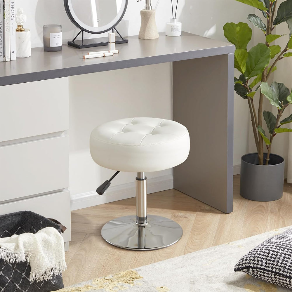 Gitrah White Vanity Stool Chair Swivel Adjustable Comfortable Makeup Stool