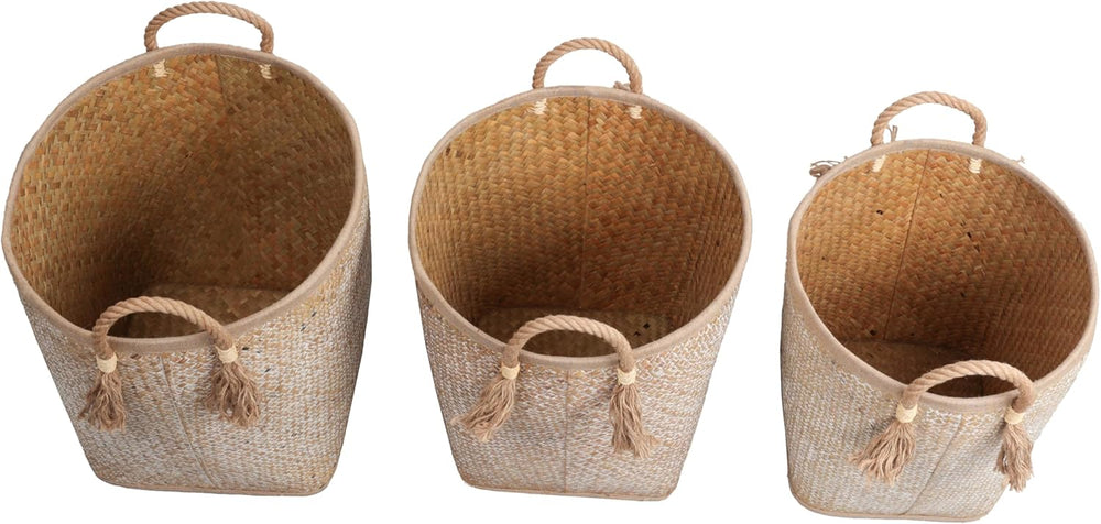 happimess Celia 3-Piece Nesting Storage Baskets 20", Natural/White