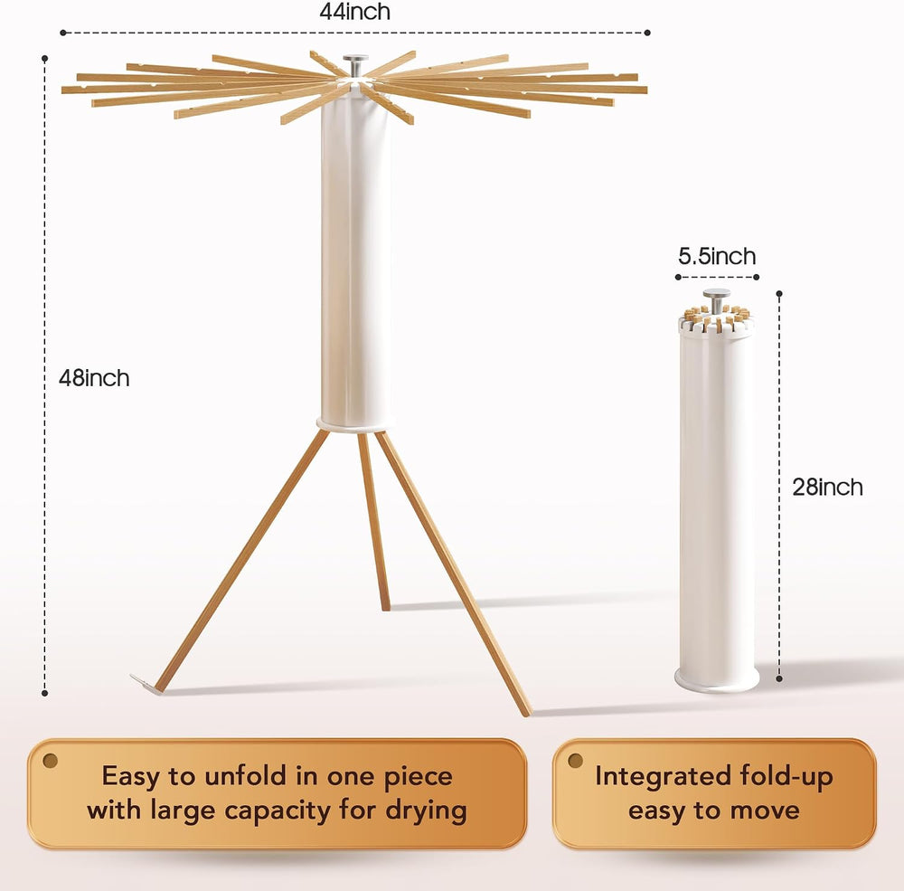 Foldable Tripod Clothes Drying Rack,Beechwood & Portable Laundry Stand, S...