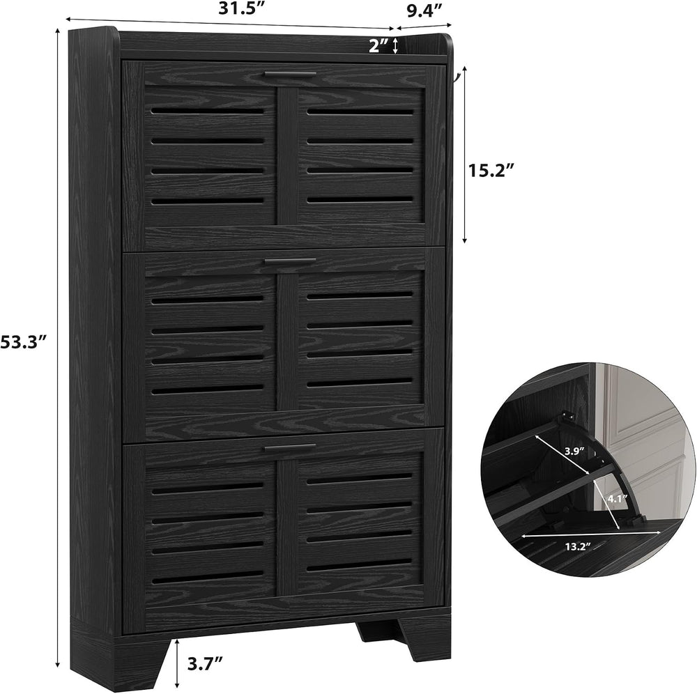 Garvee Shoe Storage Cabinet with 3 Flip Drawers, Freestanding Shoe Organizer ...