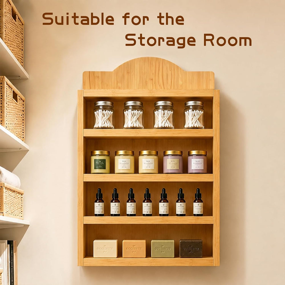 Farmhouse Spice Rack Wall Mounted, 4 Tier Wooden Spice Organizer Shelf for 24...
