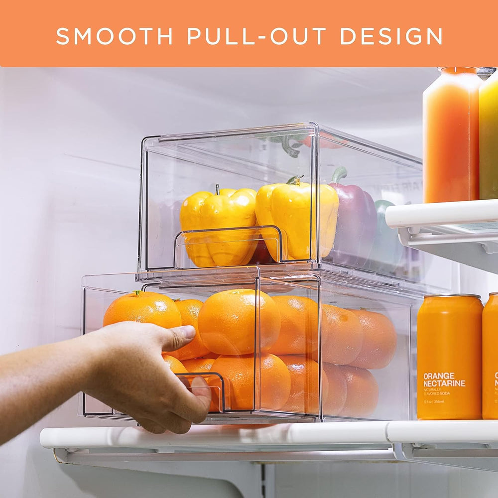 Sorbus Clear Storage Drawers for Refrigerator (Wide + Narrow Deep, 6 Pack)