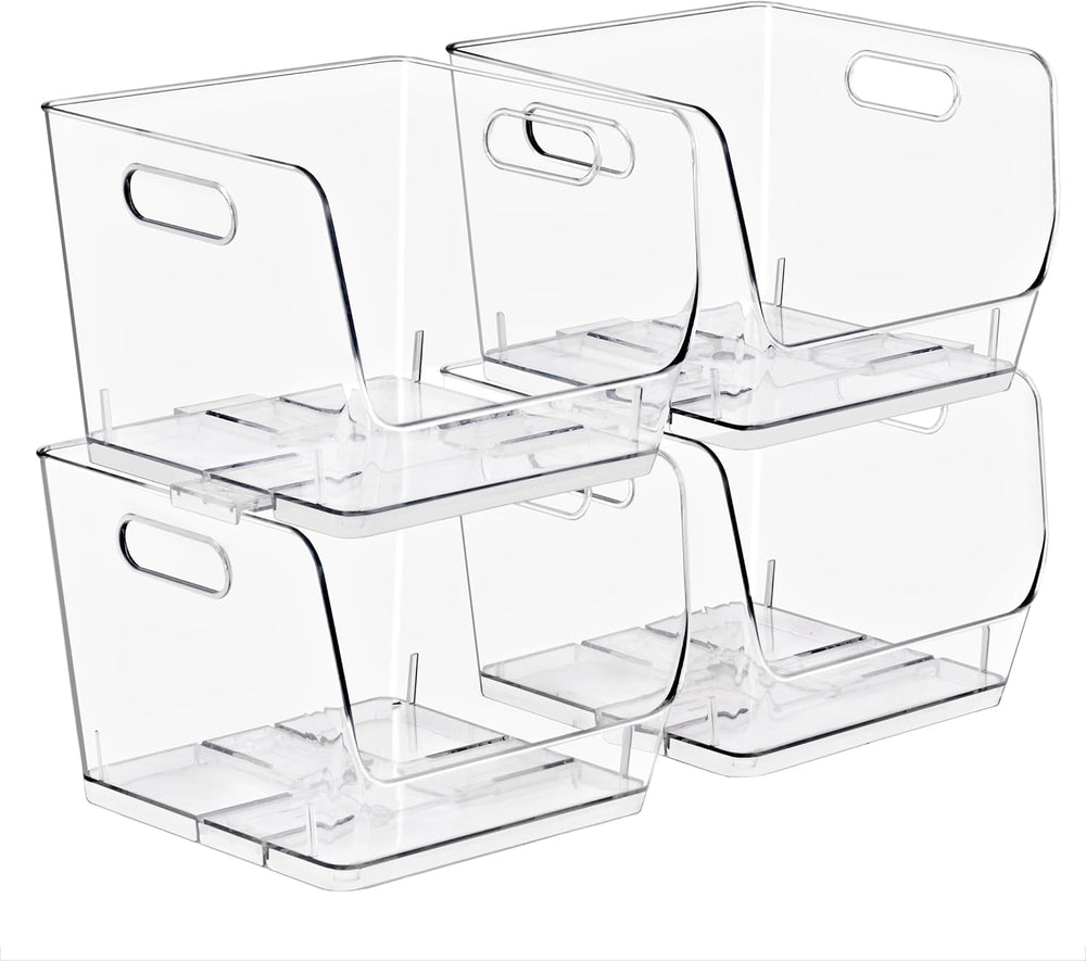 Sorbus Clear Pantry Organizer with Stackable Storage Bins, Open Front