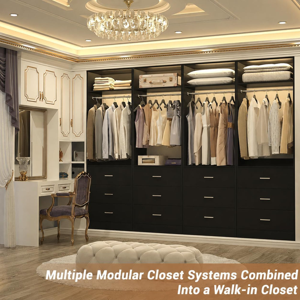 Besiost Closet Systems with 12 Wood Drawers, Closet System Set of 4