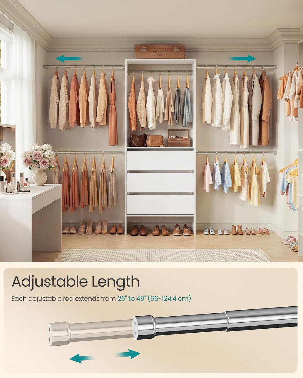 SONGMICS Closet System, Customizable Walk-In Closet Organizer System