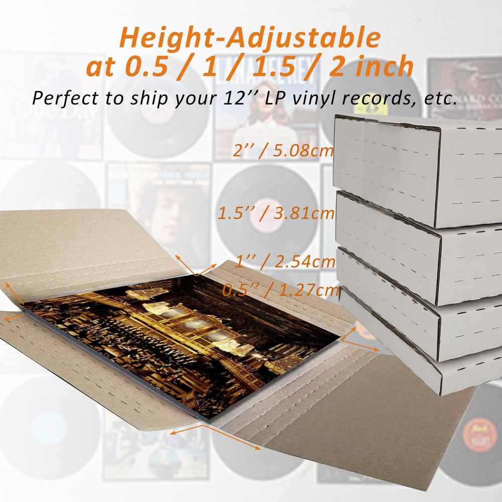 50 Pack Vinyl Record Shipping Mailing Box Mailers, 12.5" x 12.5" x ...