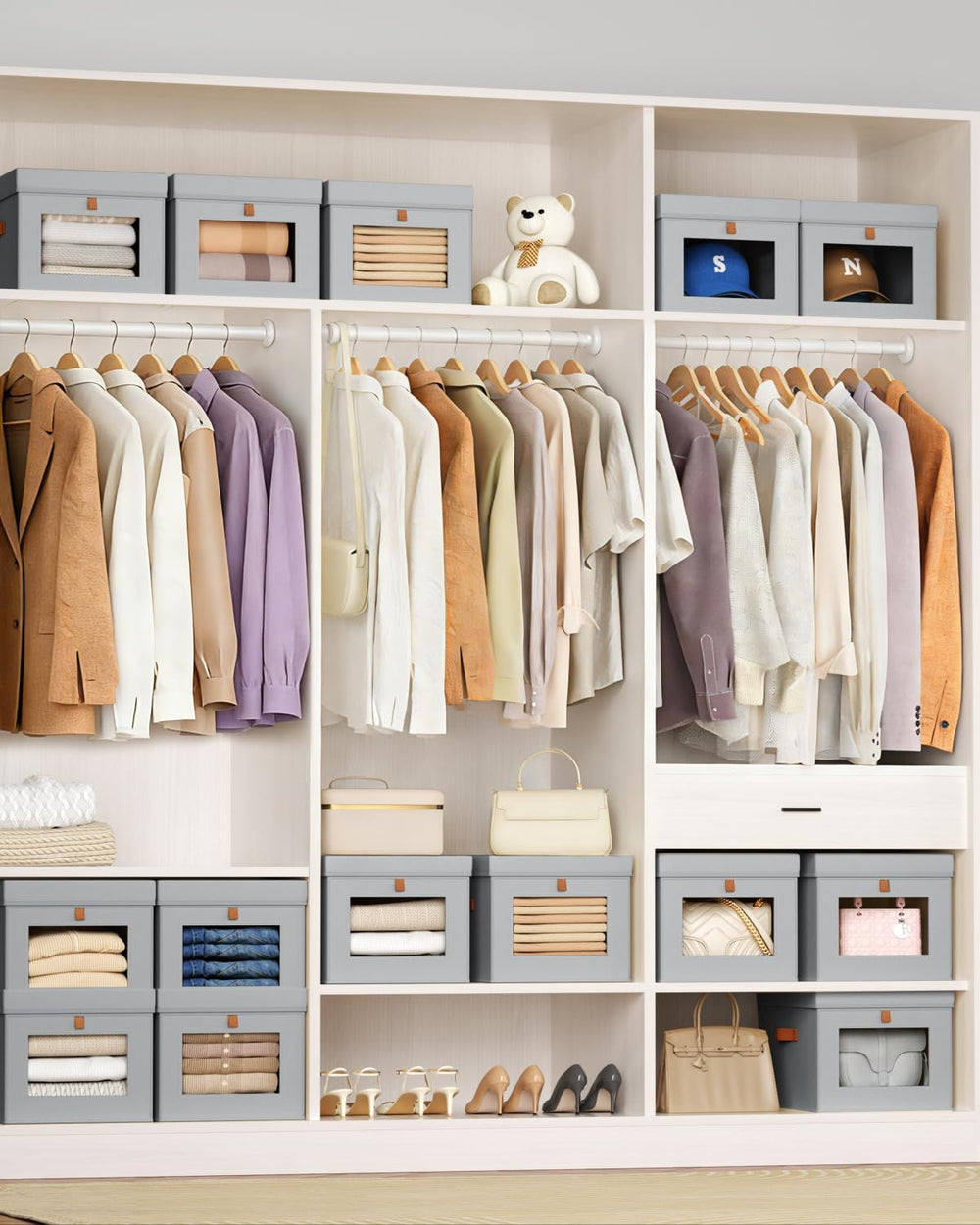 Homsorout Storage Bins with Lid – Closet Organizer with Side Opening and Clea...
