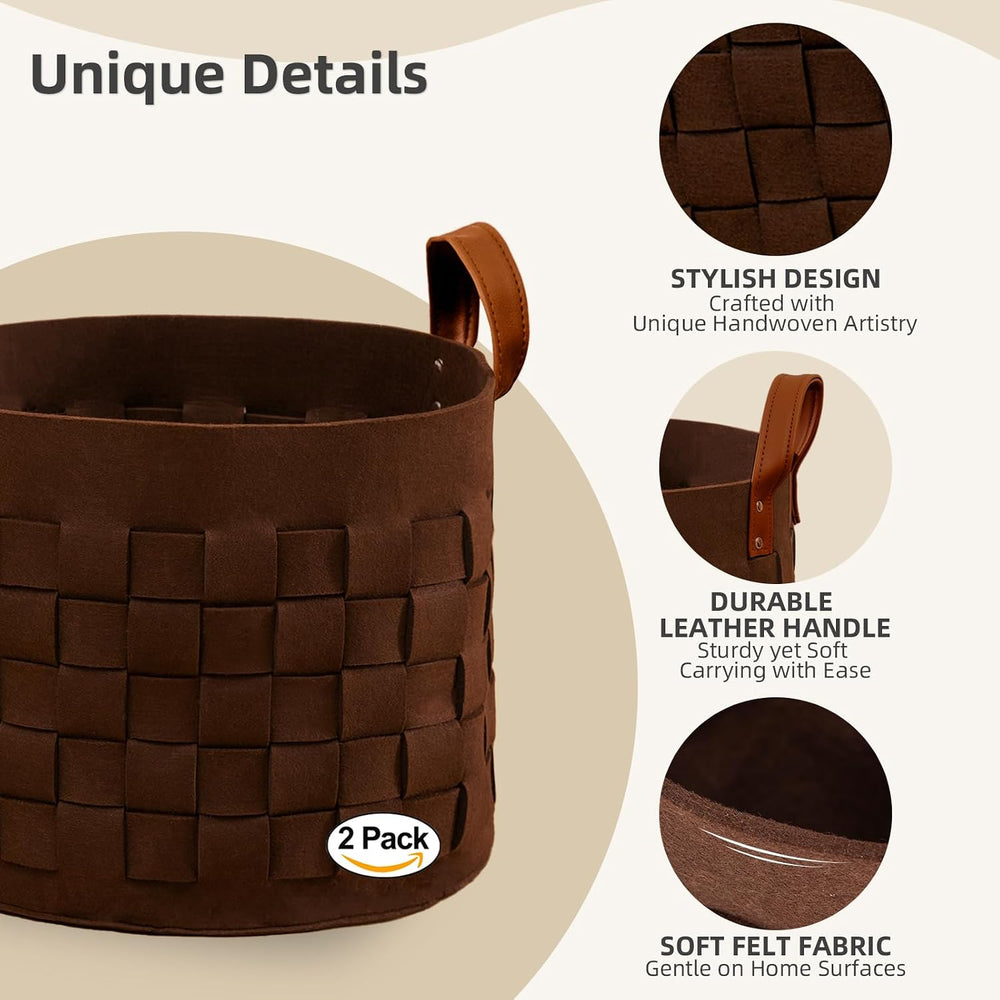 boldmonkey Blanket Basket 15 " x15 x13 2 Pack, Fabric Large Basket with ...