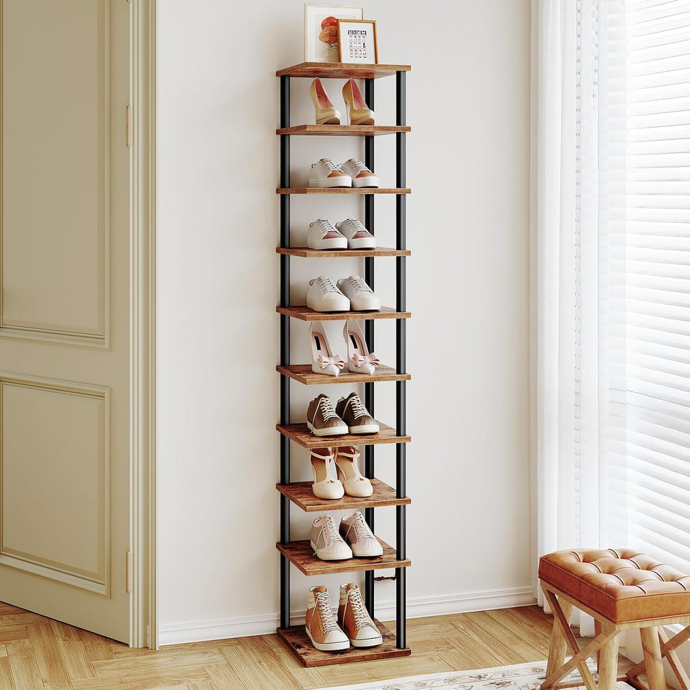 HOOBRO Vertical Shoe Rack, 10-Tier Narrow Shoe Shelf, Shoe Storage Organizer ...
