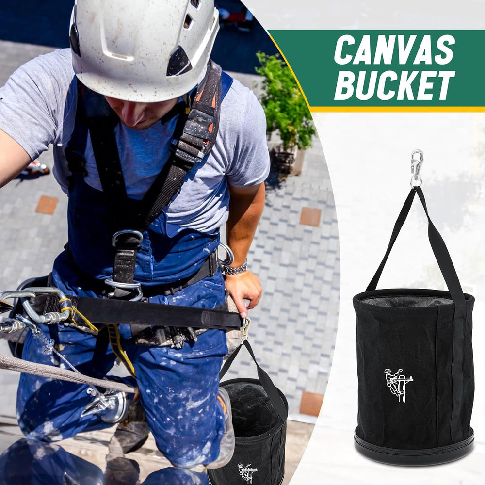 2 Pack 15" x 12" Linemen Canvas Tool Bucket Bag,Black